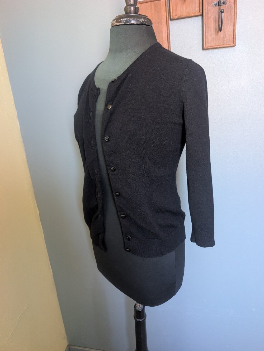 GNW Black Knit Button Cardigan